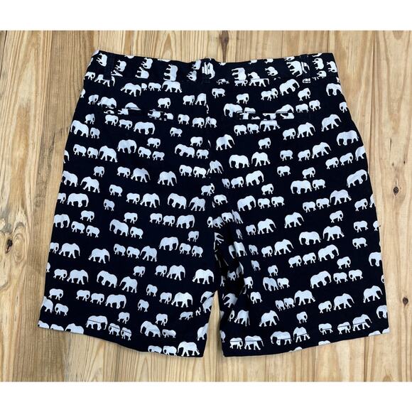 Crown & Ivy Women's Sz 12 Elephant Print Shorts Chino Dark Blue White 32x8 - Picture 2 of 6